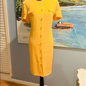 Vtg. August Hale,Silk Midi Sheath, Lovely Faux Buttons Embellish Bodice, Size 12